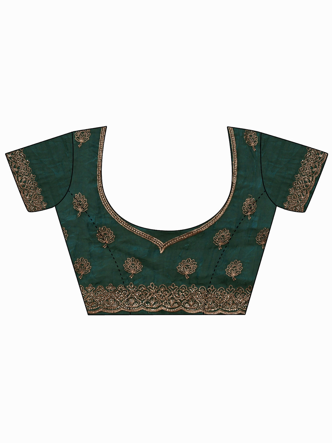 Mameraa Art Libs Art Sacramento Green Floral Zari Embroidered Tissue Saree