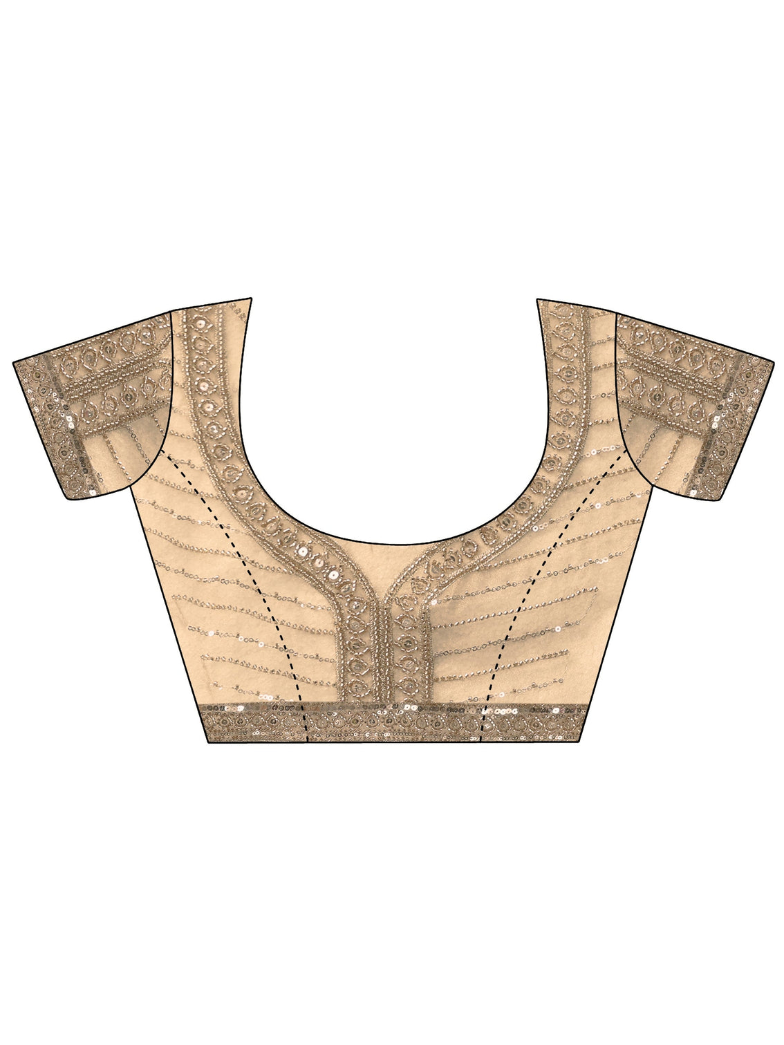 Mameraa Art Taupe Bead and Sequin Embellished Net Saree