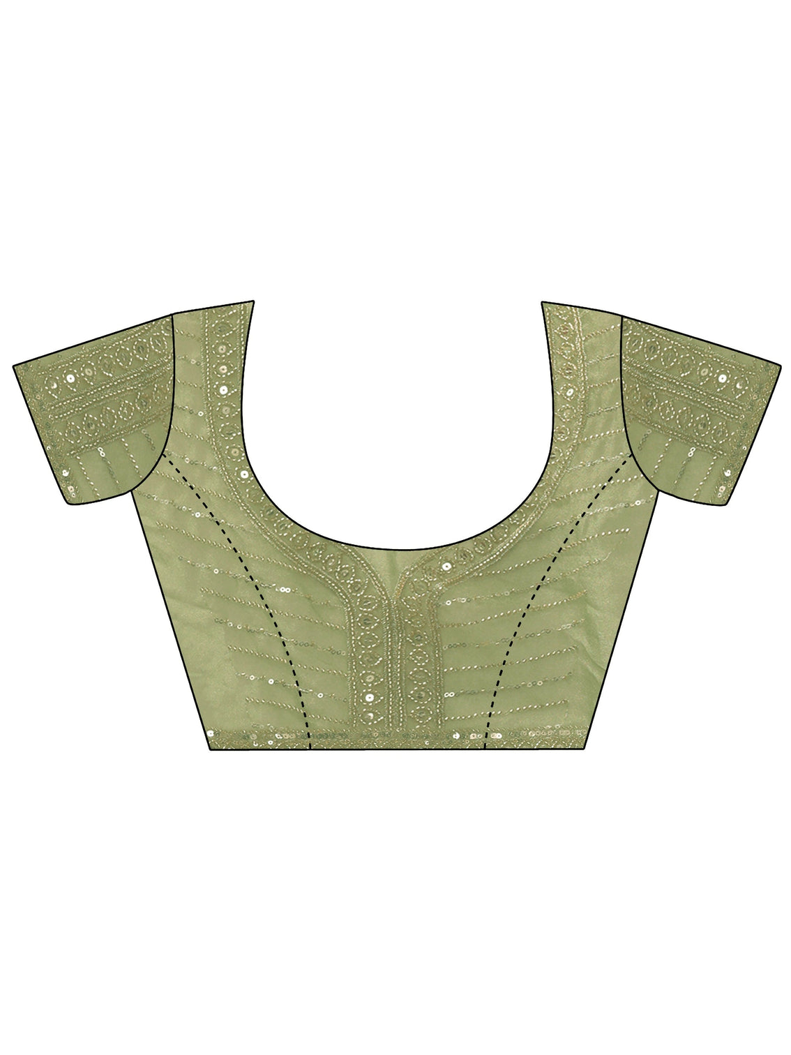 Mameraa Art Green Bead and Sequin Embellished Net Saree