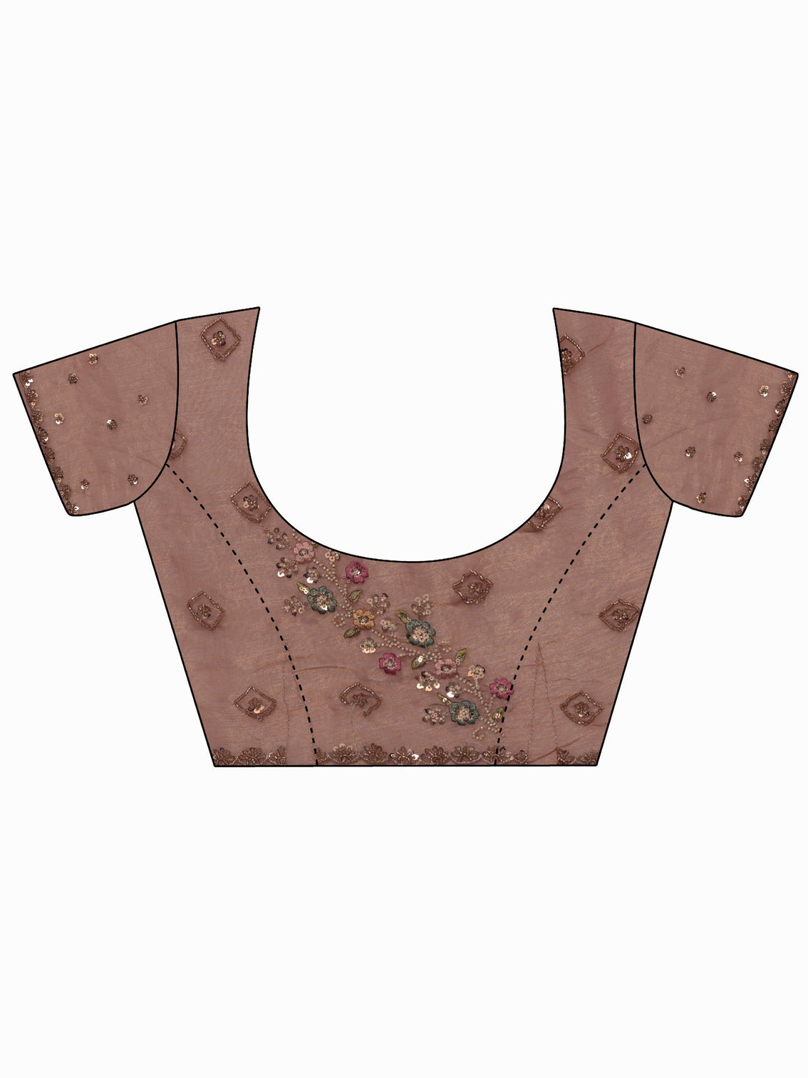 Mameraa Art Peach Chevron Embellished Tissue Saree