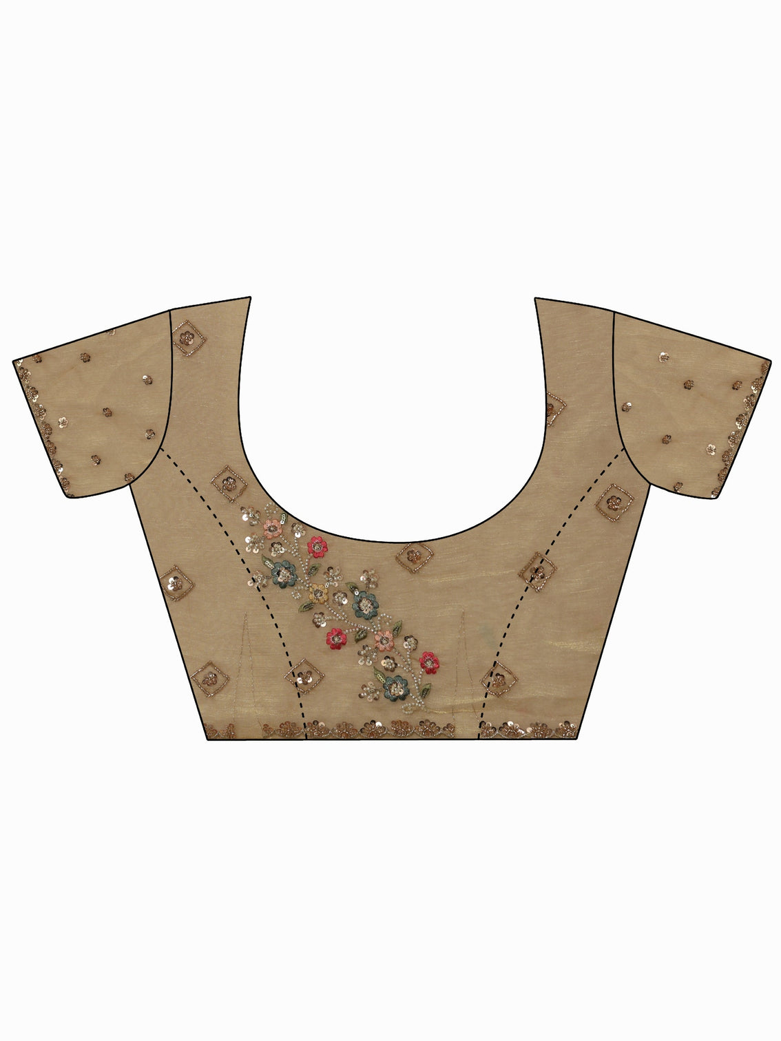 Mameraa Art Golden Chevron Embellished Tissue Saree