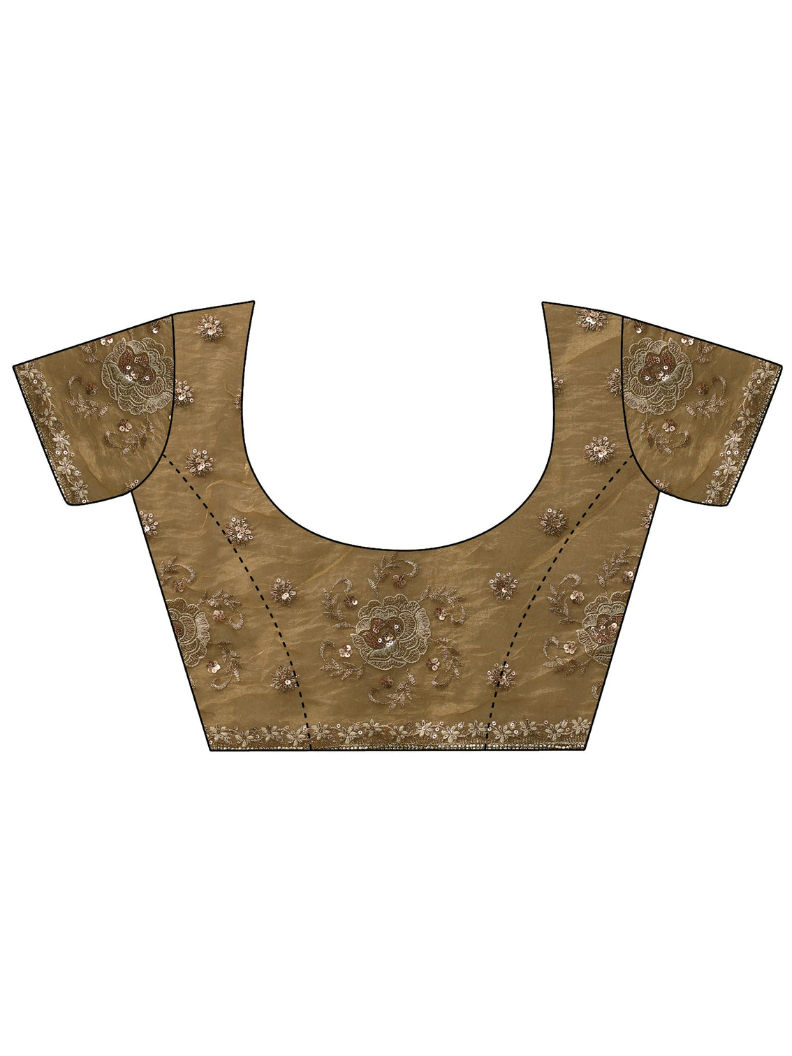 Mameraa Art Mustard Floral Embroidered Tissue Saree with Stone Work