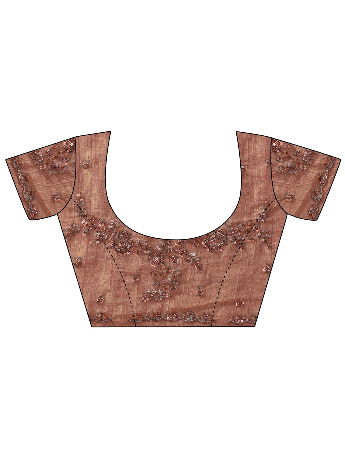 Mameraa Art Peach Beads and Sequin Floral Embellished Tissue Saree
