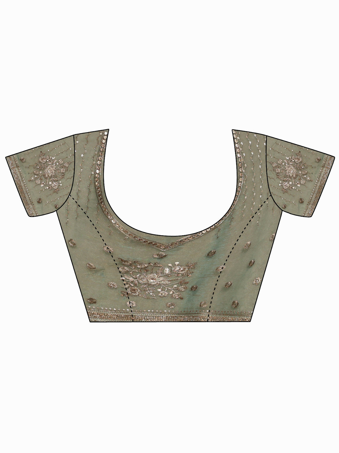 Mameraa Art Green Floral Embellished Tissue Saree