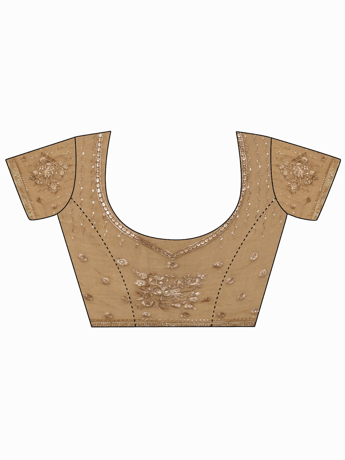 Mameraa Art Golden Floral Embellished Tissue Saree
