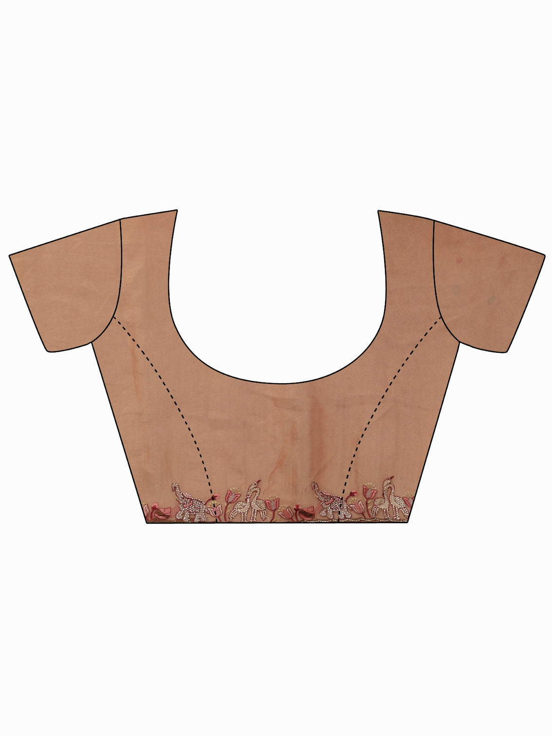 Mameraa Art Peach Floral Embroidered Tissue Saree