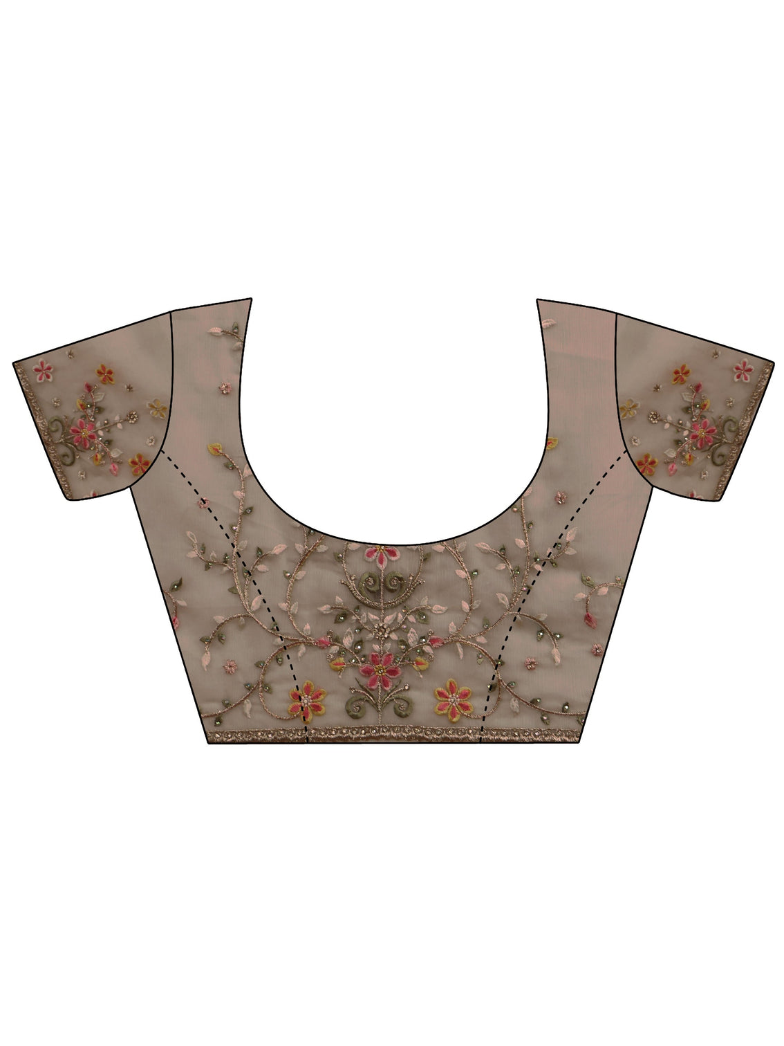 Mameraa Art Sage Green Embellished Tissue Saree