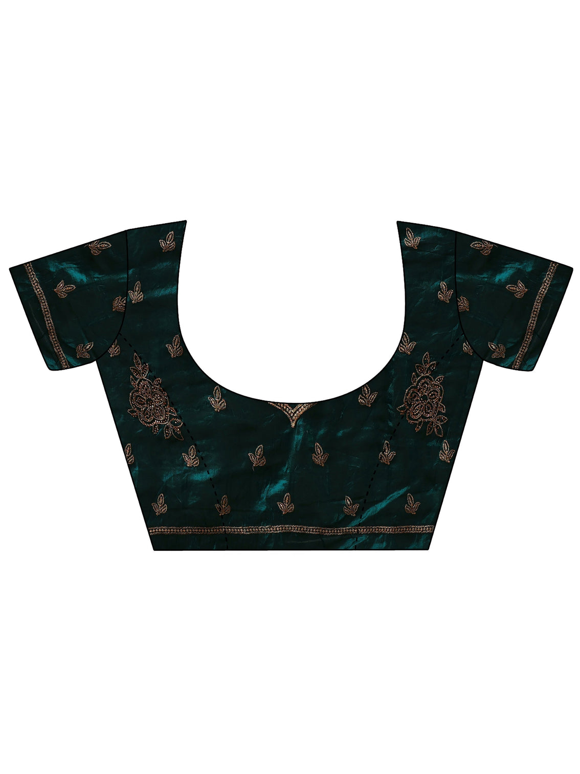 Mameraa Art Teal Green Floral Embellished Tissue Saree