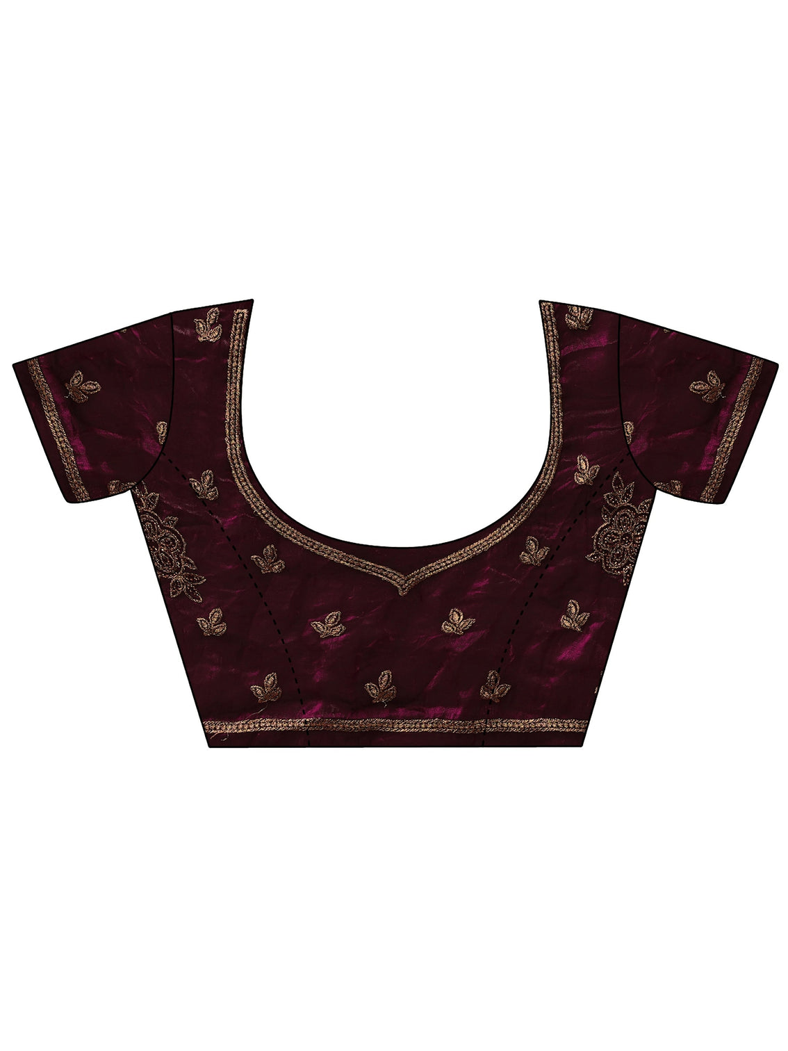 Mameraa Art Burgundy Floral Embellished Tissue Saree