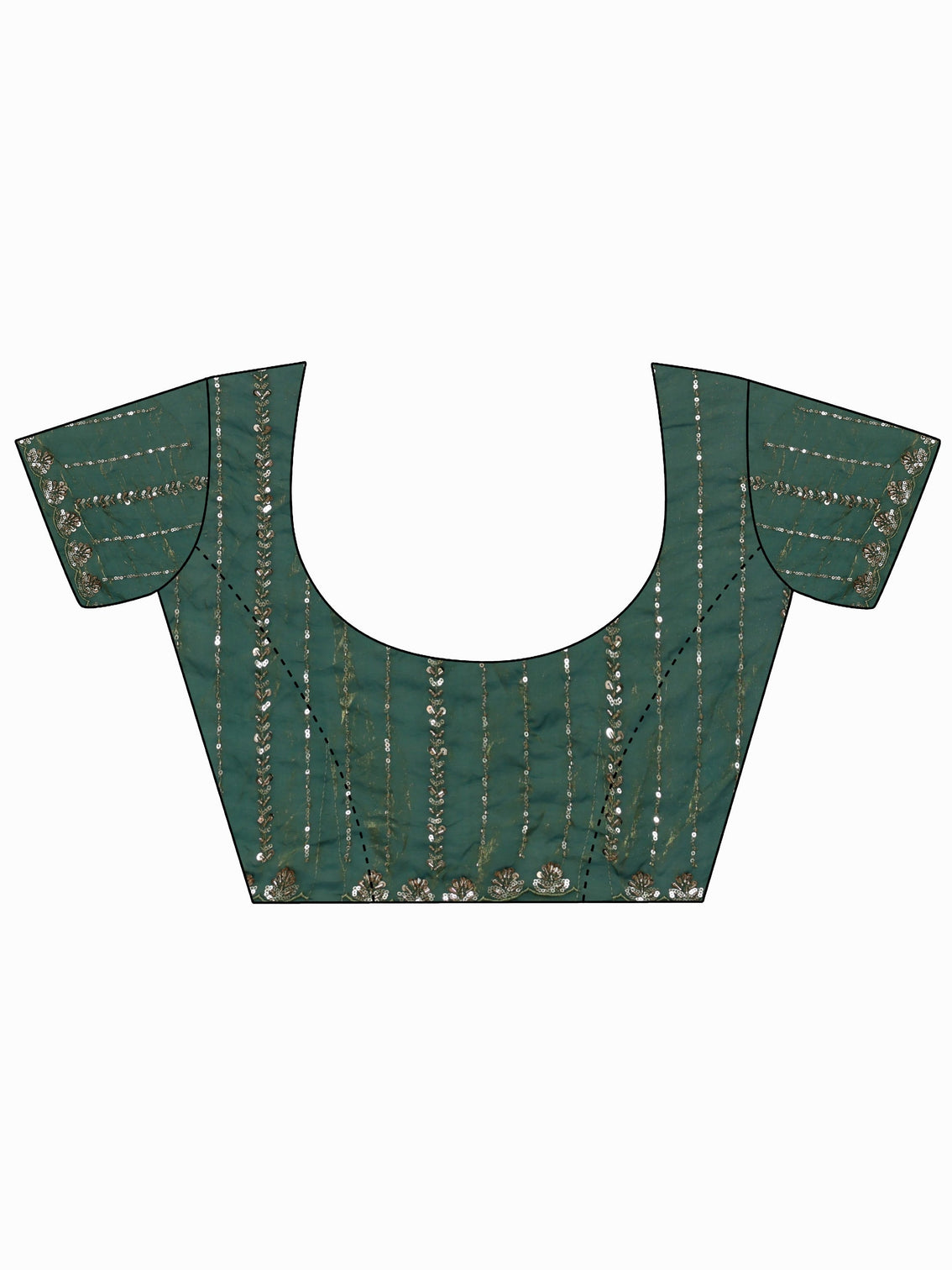 Mameraa Art Sea Green Sequin Embellished Tissue Saree