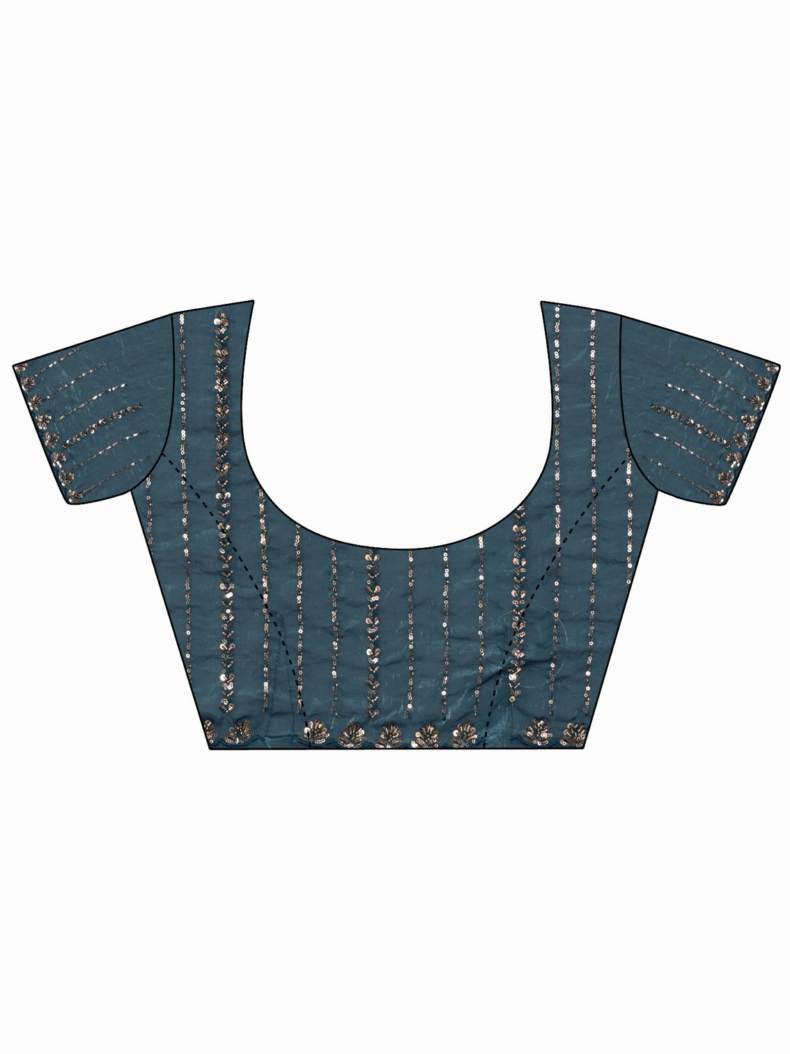 Mameraa Art Slate Blue Sequin Embellished Tissue Saree