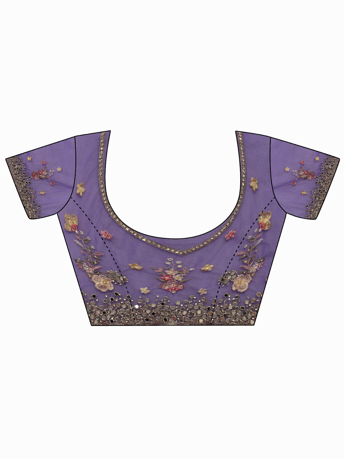 Mameraa Art Purple Floral Embellished Net Saree