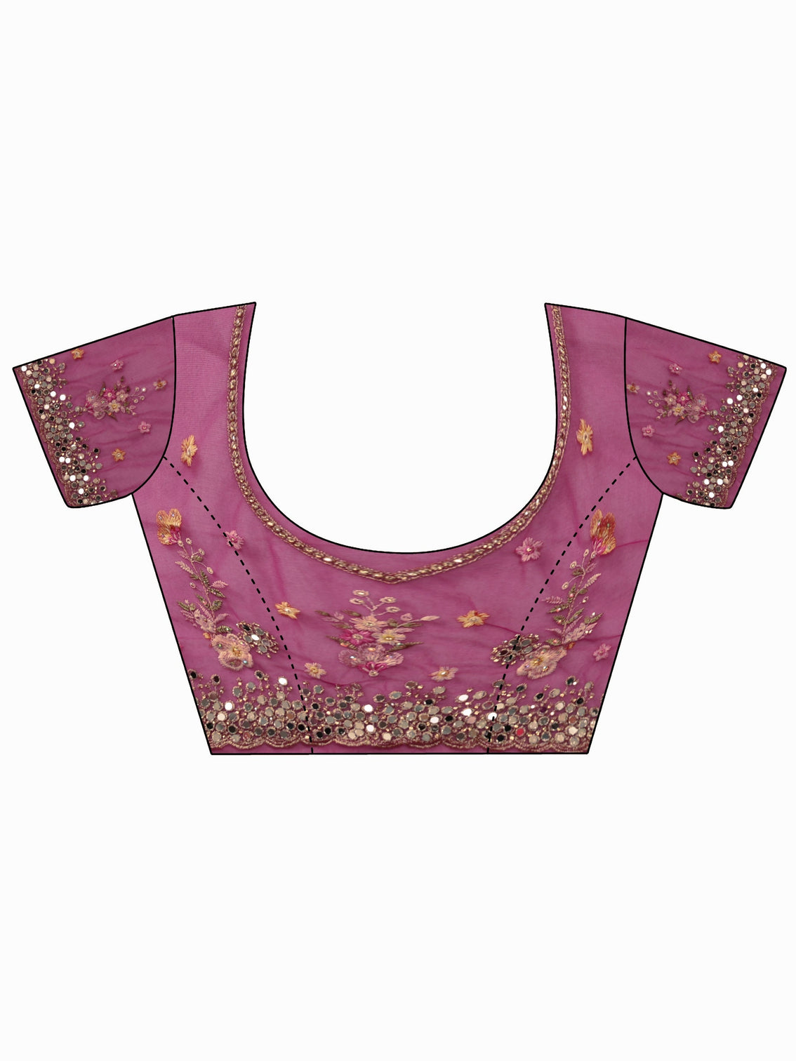 Mameraa Art Rani Pink Floral Embellished Net Saree