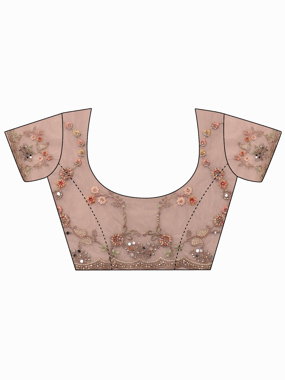 Mameraa Art Baby Pink Floral Embellished Net Saree