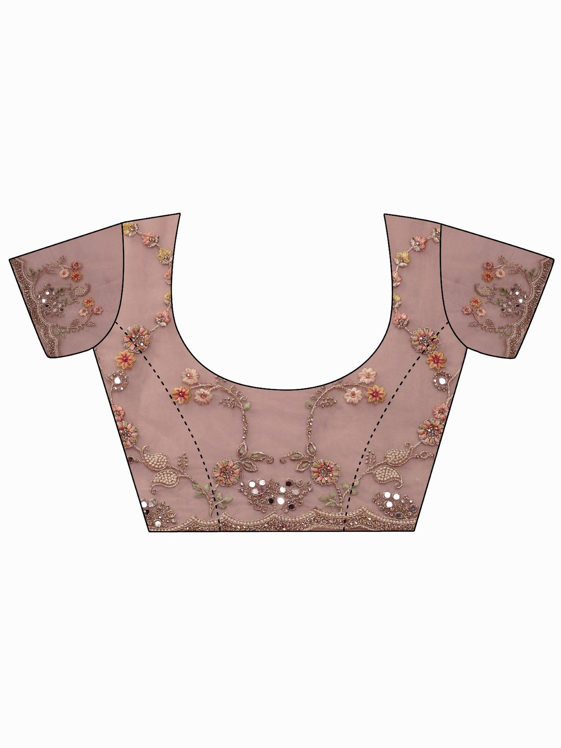 Mameraa Art Dusty Pink Floral Embellished Net Saree