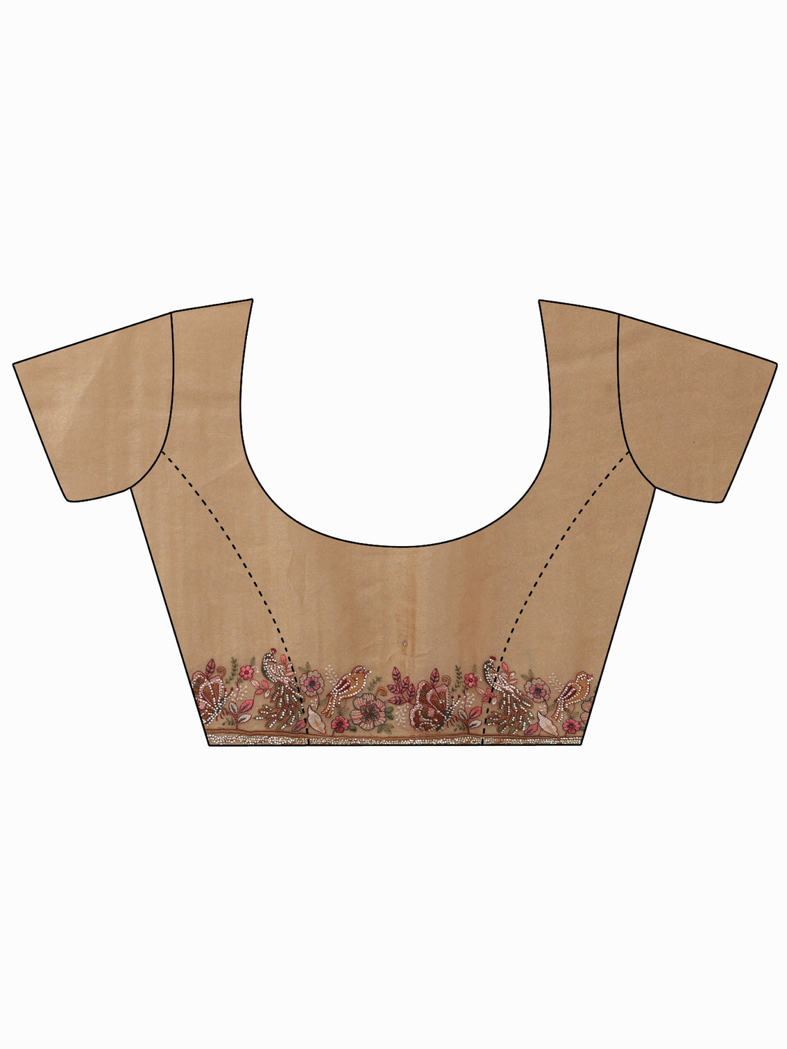 Mameraa Art Beige Floral Embellished Tissue Saree