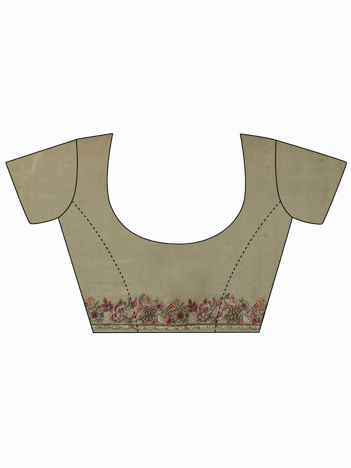 Mameraa Art Sage Green Floral Embellished Tissue Saree