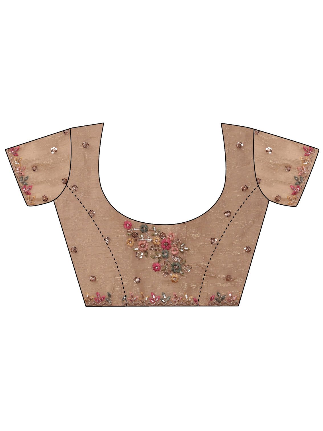 Mameraa Art Golden Floral Embellished Tissue Saree