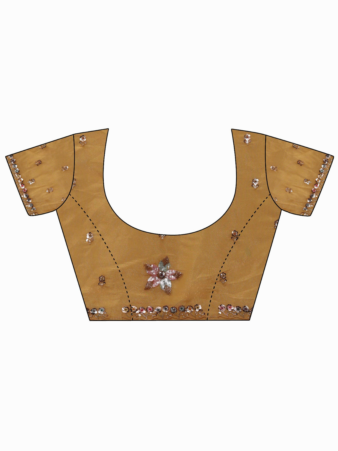 Mameraa Art Mustard Sequin Embellished Tissue Saree