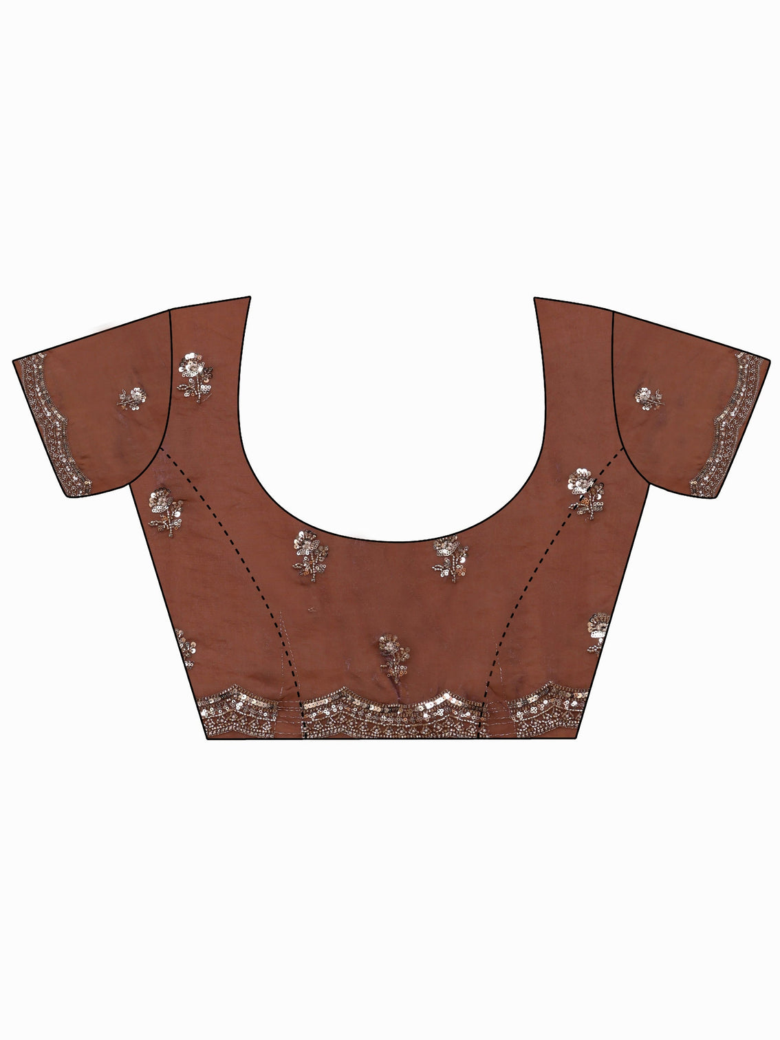 Mameraa Art Brown Floral Sequin Embellished Tissue Saree