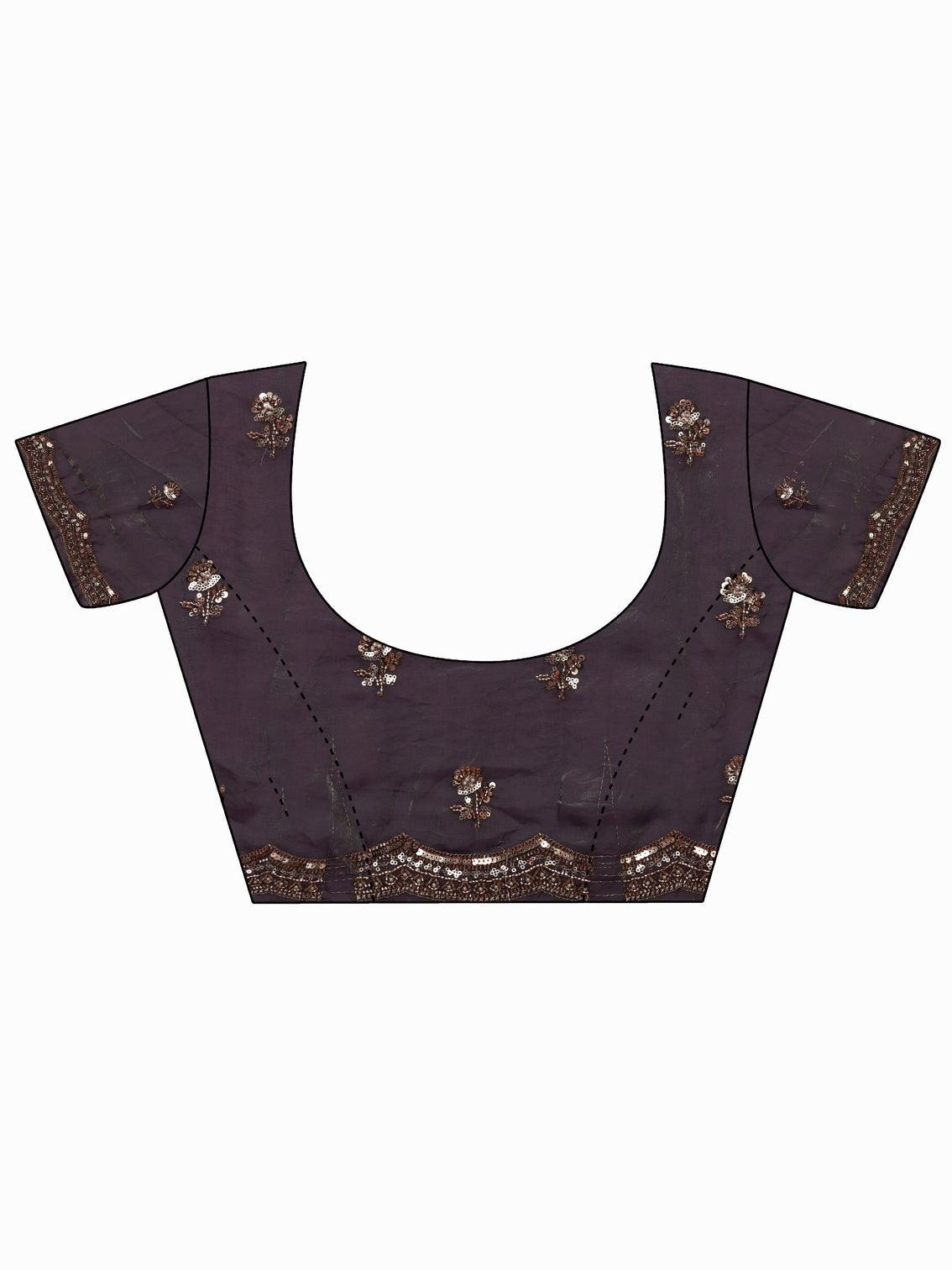 Mameraa Art Mauve Floral Sequin Embellished Tissue Saree