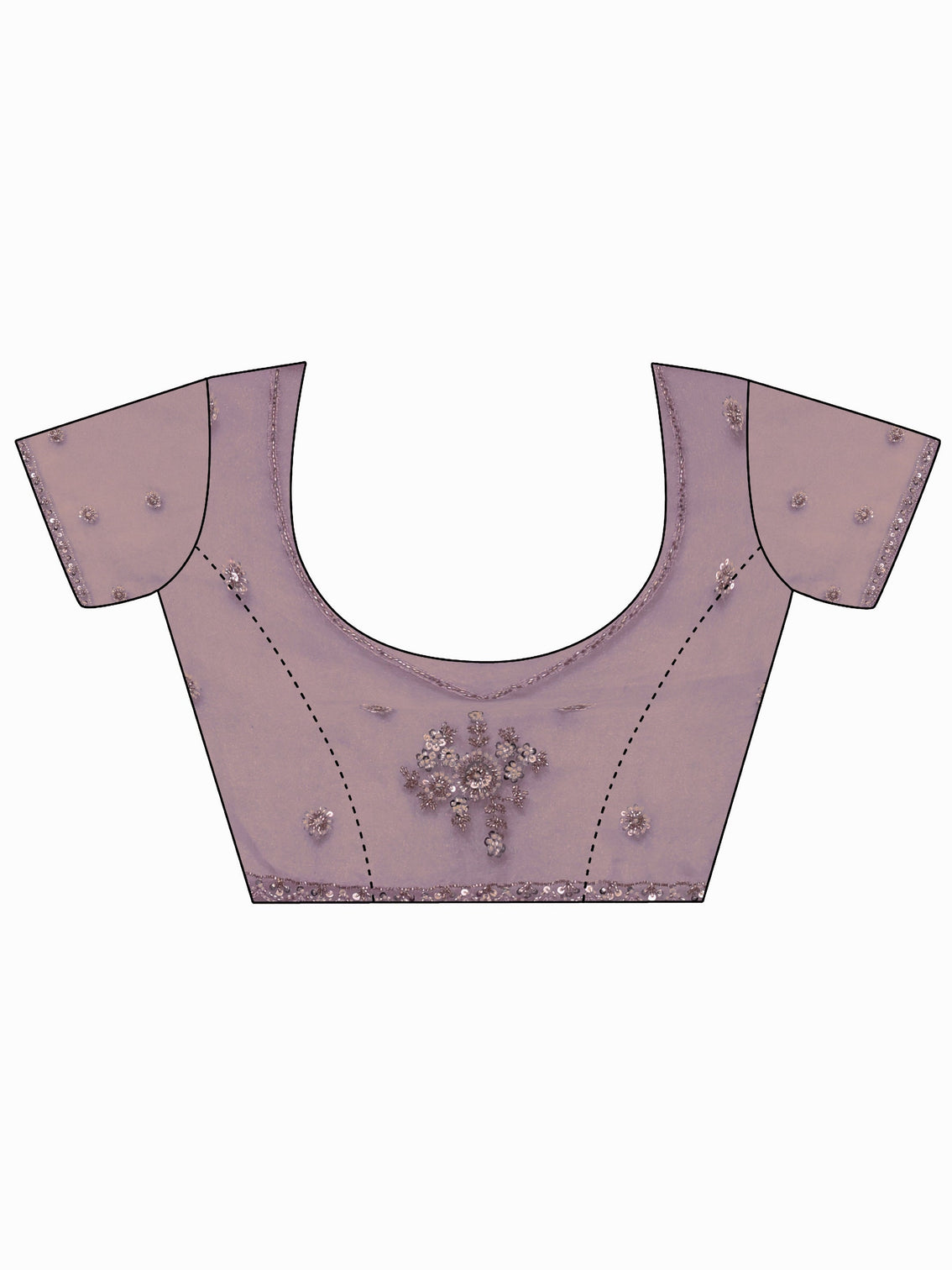 Mameraa Lavender Floral Sequin Embellished Tissue Saree