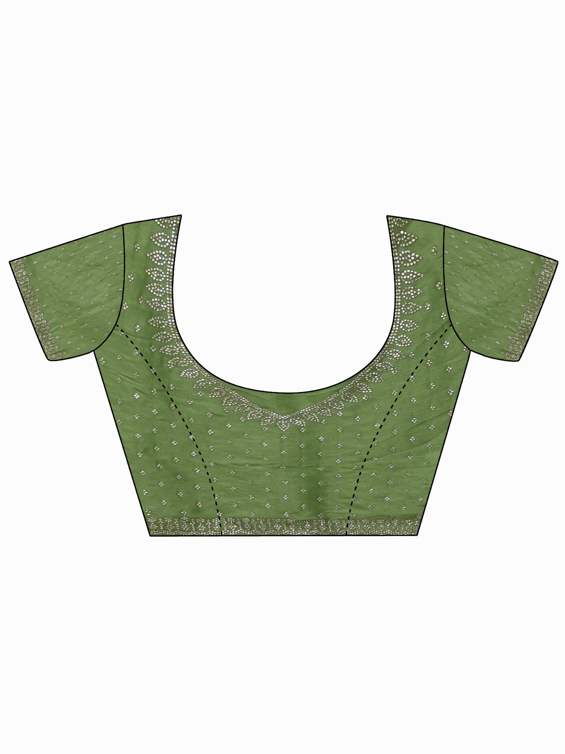 Mameraa Art Green Stone Work Embellished Tissue Saree
