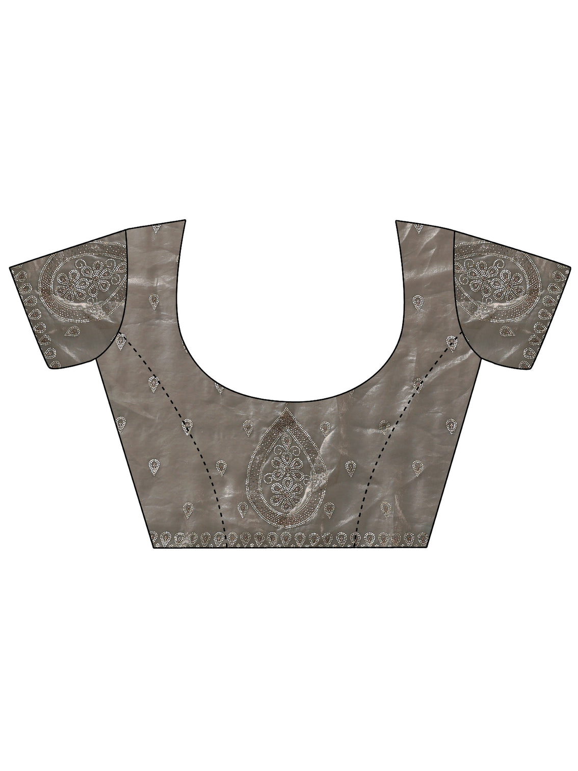 Mameraa Art Grey Floral Bead Embellished Tissue Saree