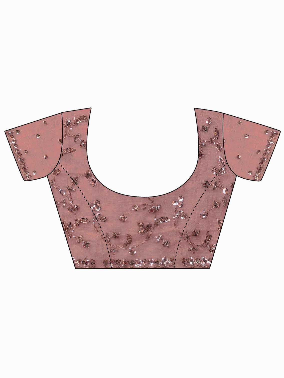 Mameraa Art Peach Pink Floral Embellished Tissue Saree