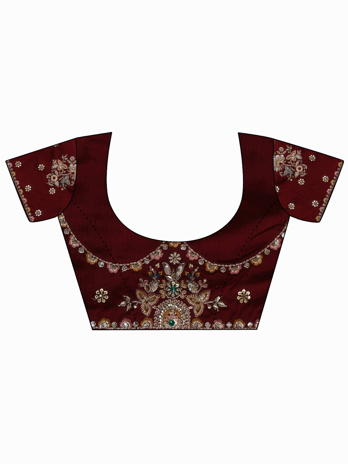 Mameraa Art Peach Pink Floral Embroidered Tissue Saree