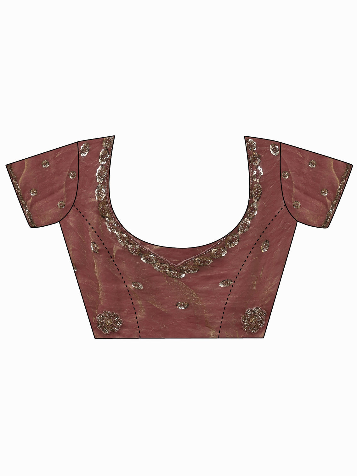 Mameraa Art Dusty Rose Pink Floral Embellished Tissue Saree