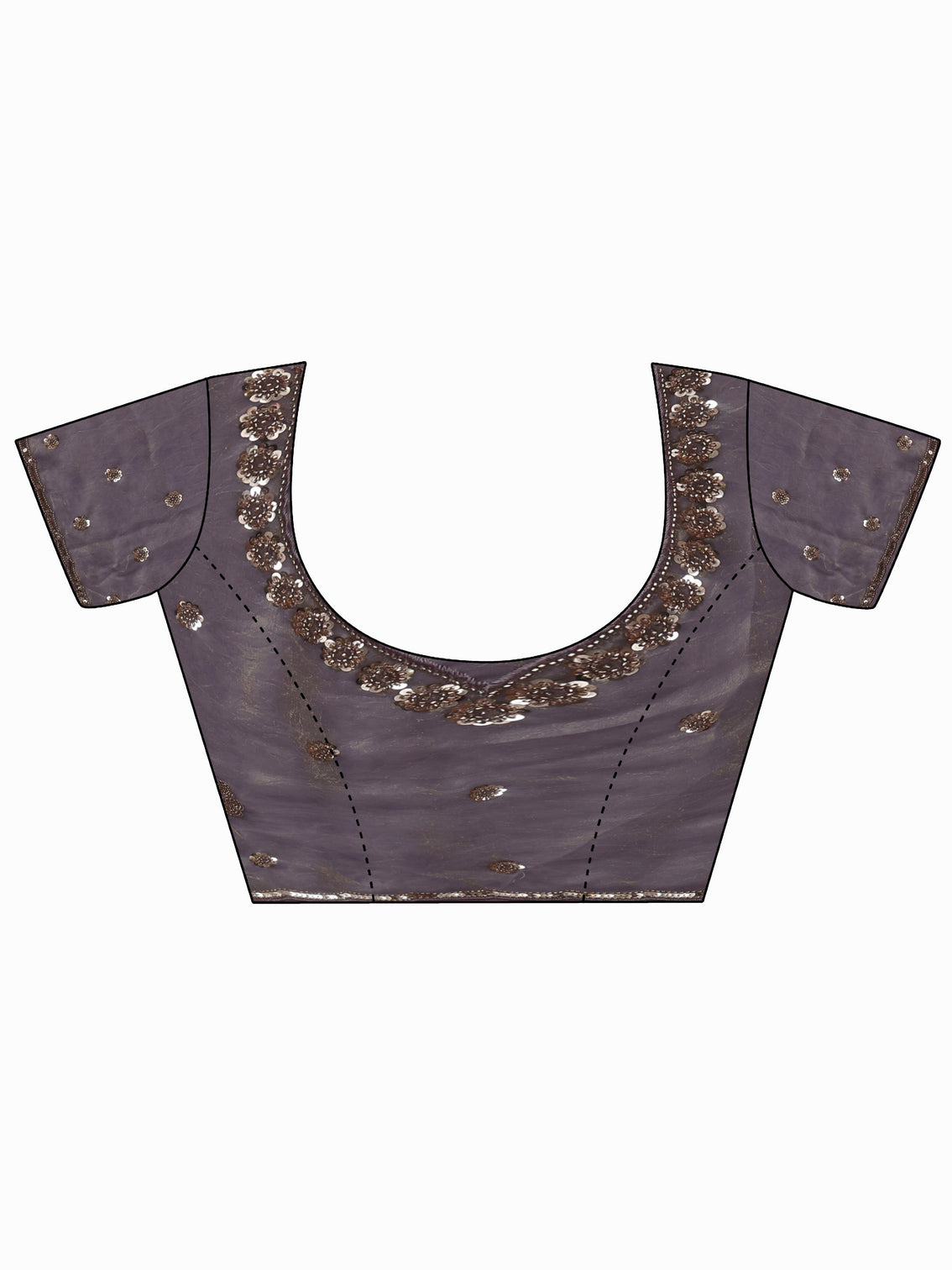 Mameraa Art Lavender Floral Embellished Tissue Saree