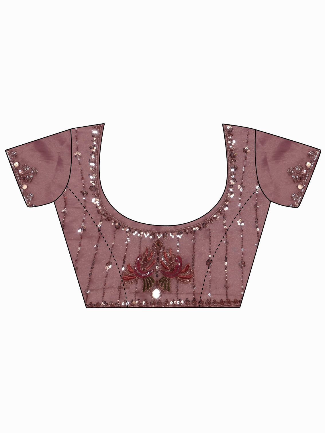 Mameraa Art Dusty Rose Sequin Embellished Tissue Saree