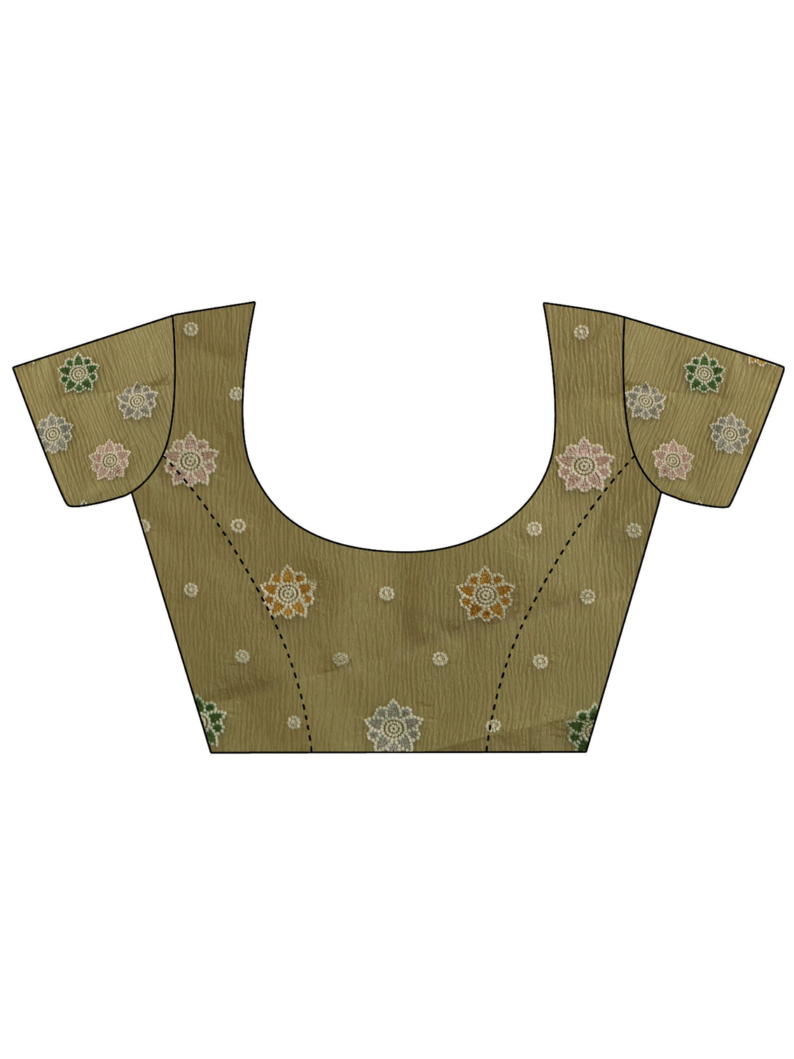 Mameraa Mustard Floral Embroidered Organza Saree