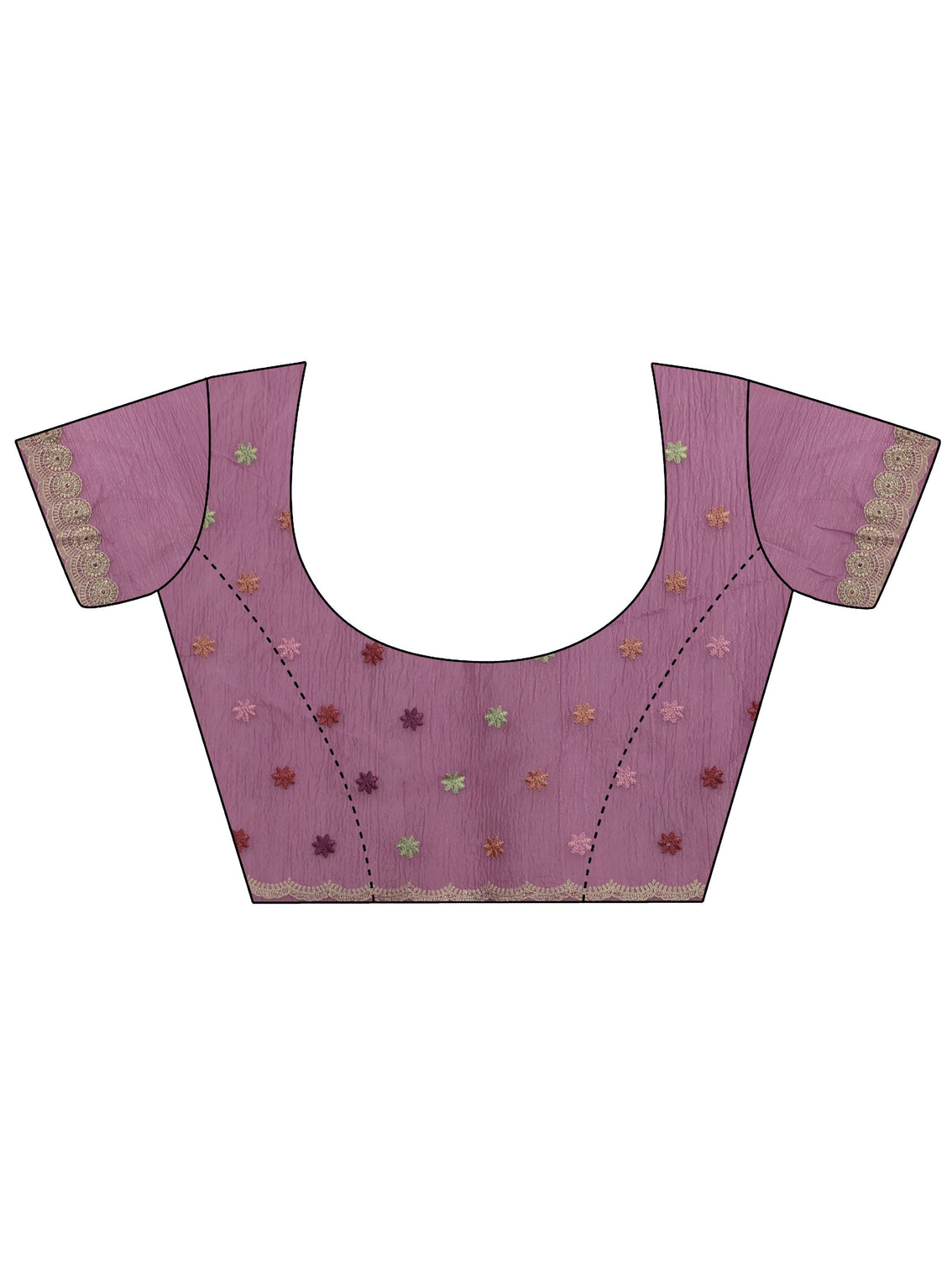 Mameraa Art Pink Floral Embroidered Tissue Saree
