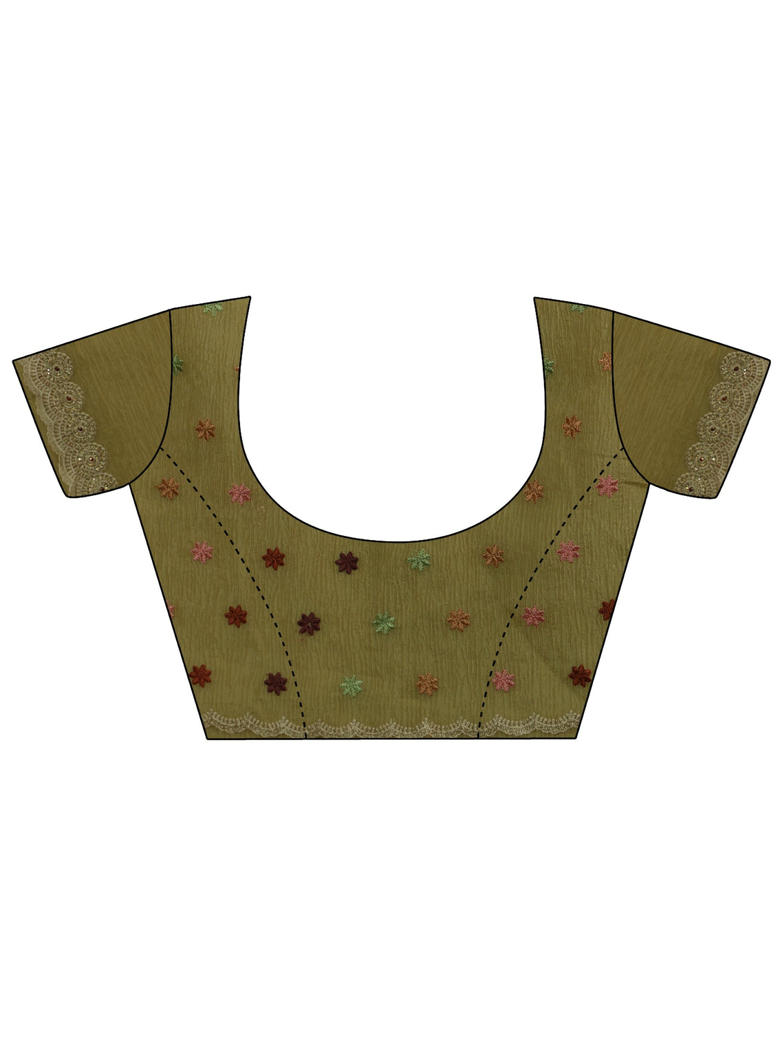 Mameraa Art Mustard Floral Embroidered Tissue Saree
