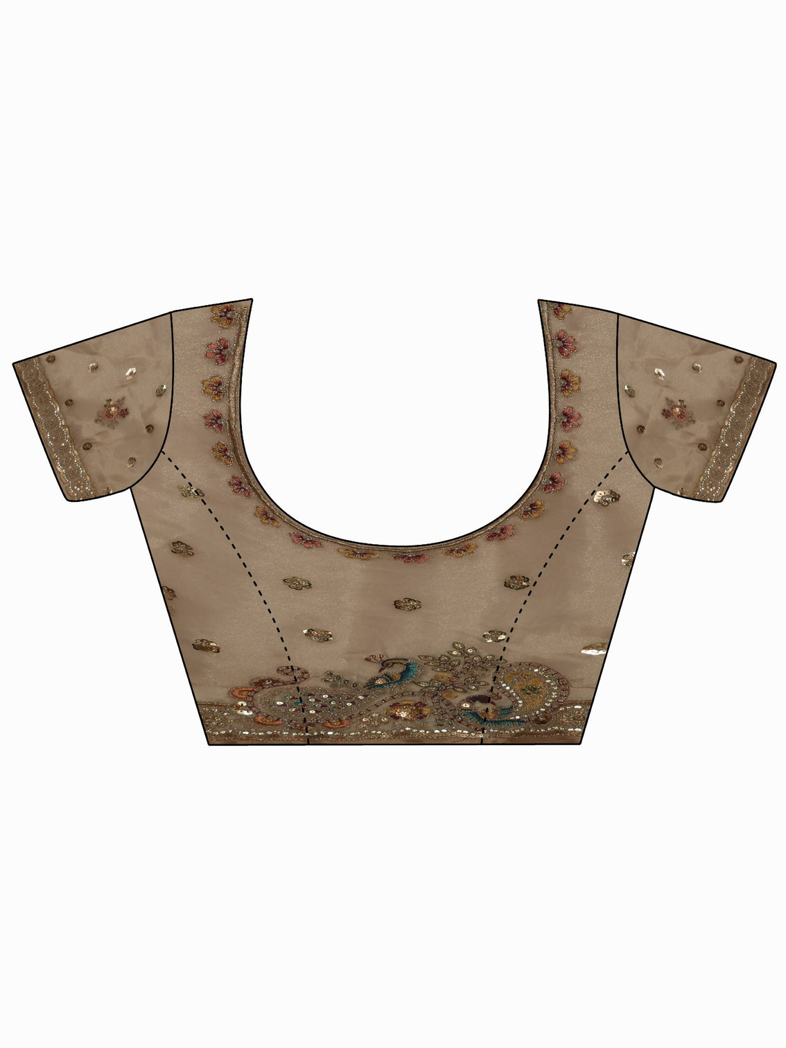 Mameraa Art Beige Sequin Embellished Tissue Saree