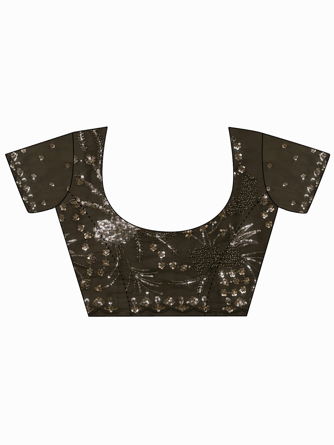 Mameraa Art Taupe Brown Sequin Embellished Tissue Saree