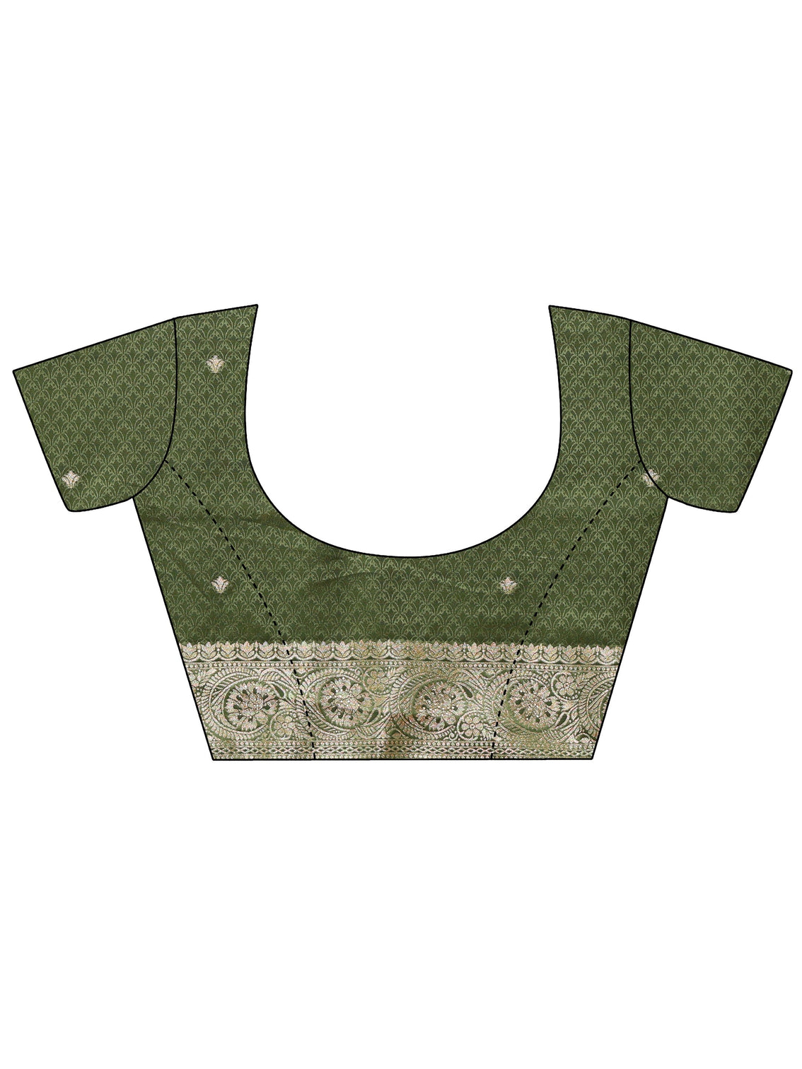 Mameraa Olive Green Floral Woven Design Silk Blend Saree