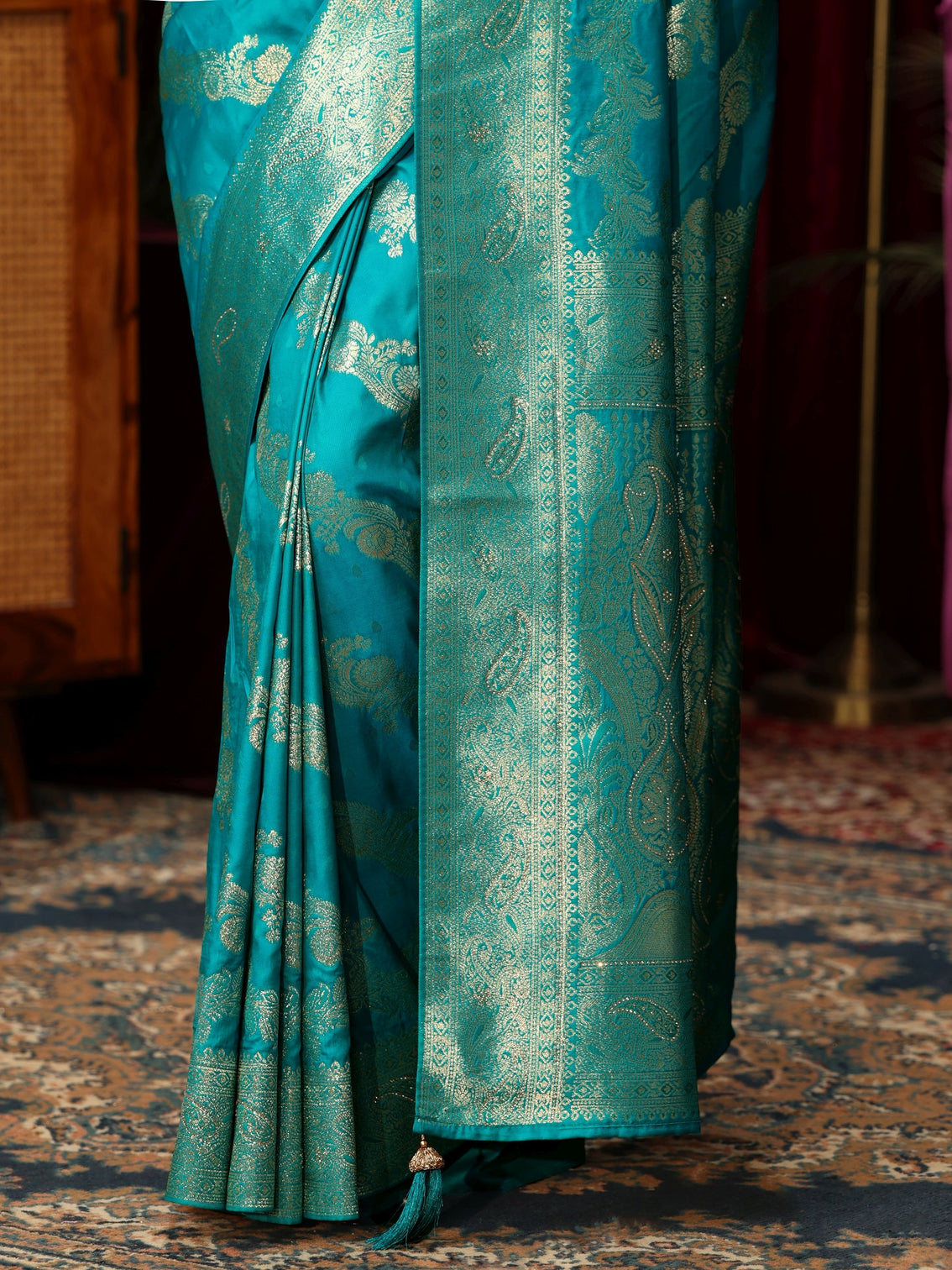 Mameraa Navy Blue Banarasi Silk Blend Saree