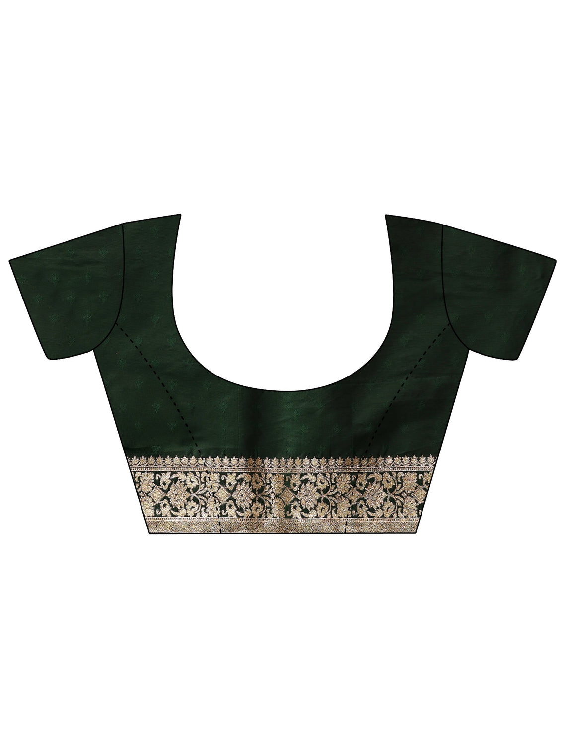 Mameraa Dark Green Leaf Motif  Woven Design Silk Blend Saree