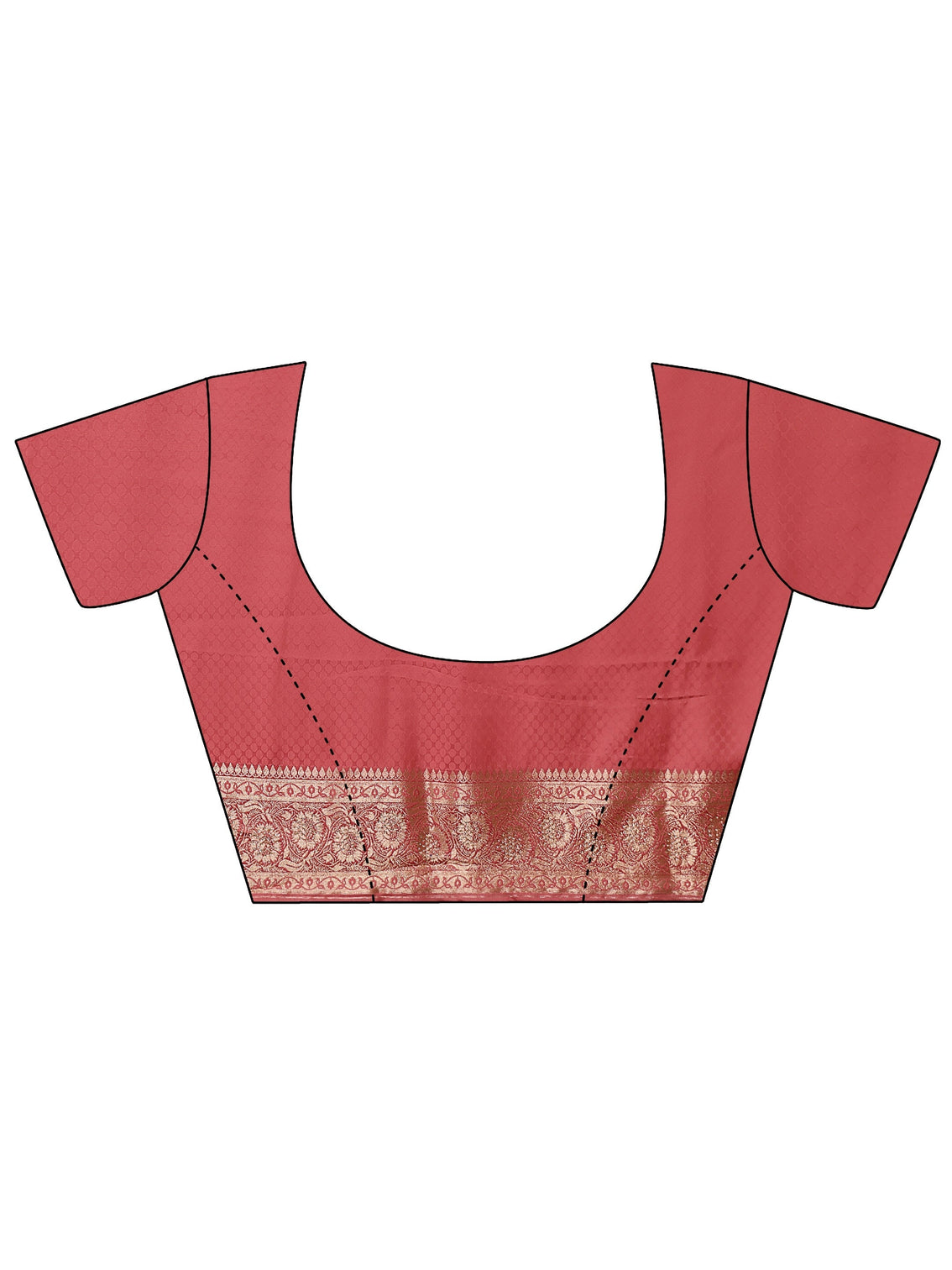 Mameraa Peach Pink Embellished Floral Designs Brocade Saree