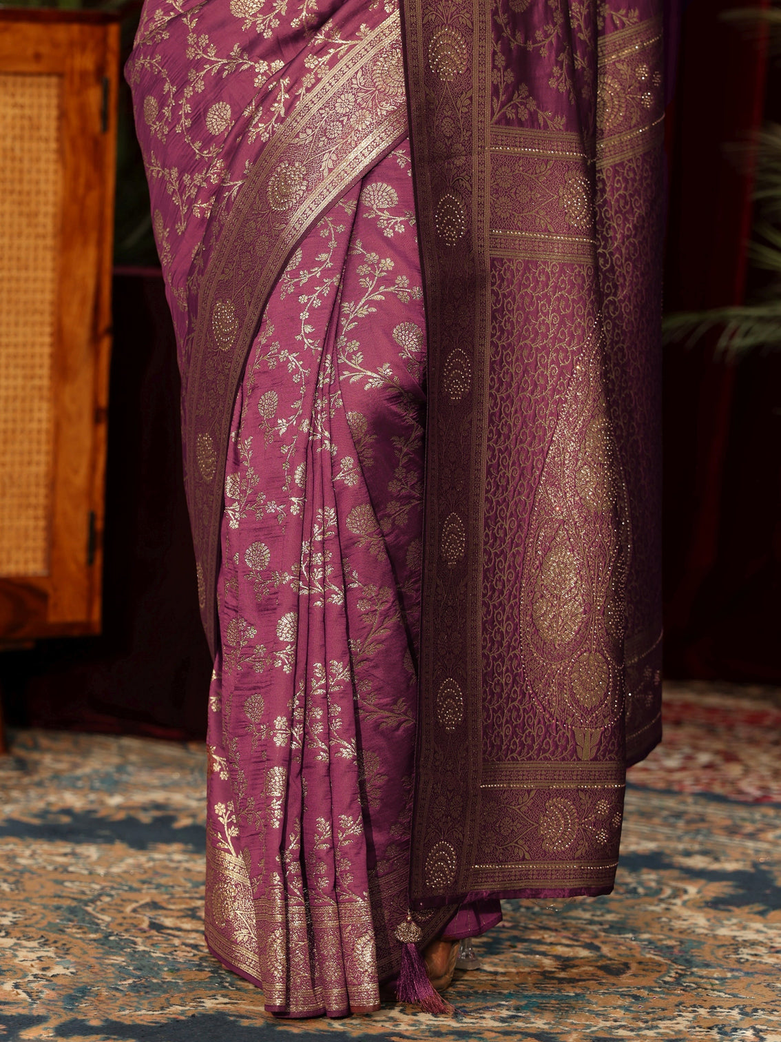 Mameraa Mauve Floral Brocade Saree