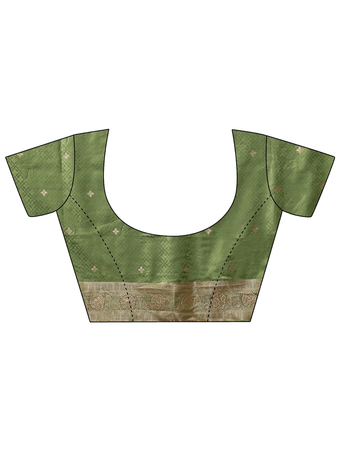 Mameraa Sage Green Woven Design Satin Saree with Stone Work