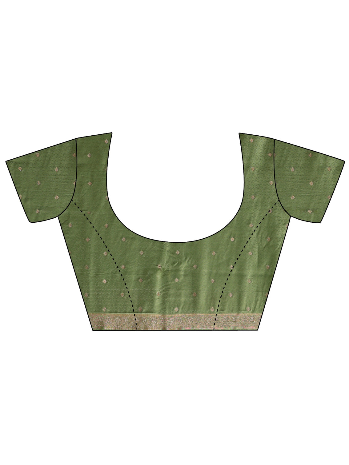 Mameraa Green Floral Woven Design Embellished Satin Saree