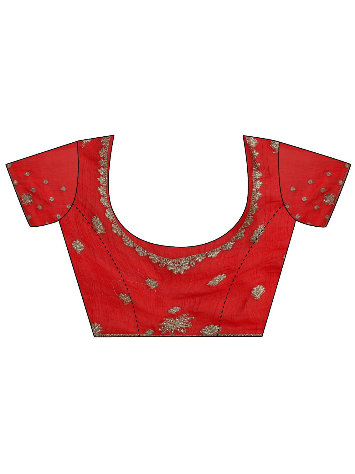Mameraa Art Red Floral Embellished Tissue Saree