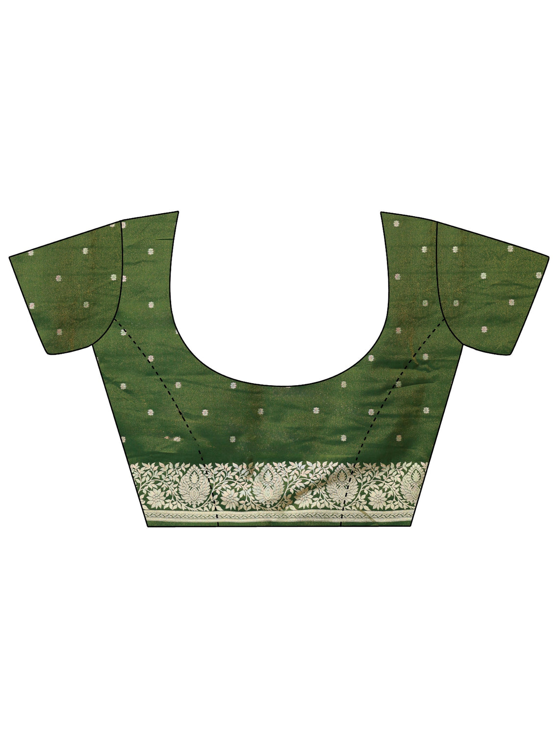 Mameraa Forest Green Floral Woven Design Satin Saree