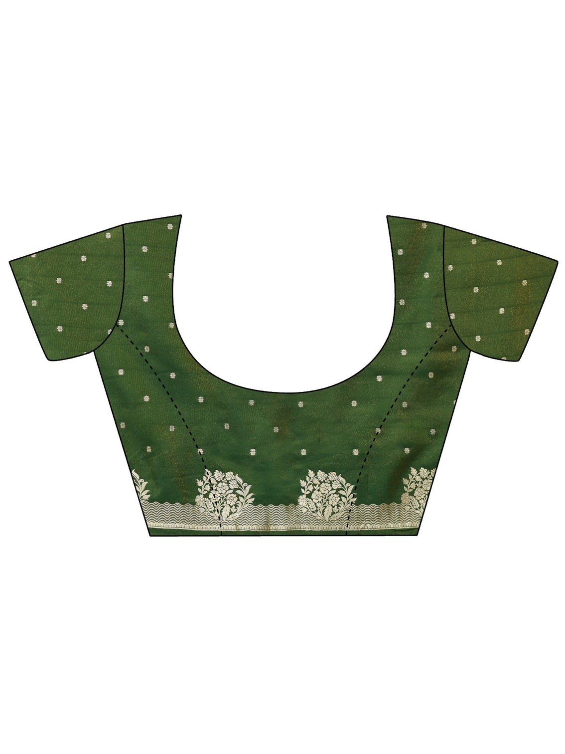 Mameraa Olive Green Floral Woven Design Satin Saree