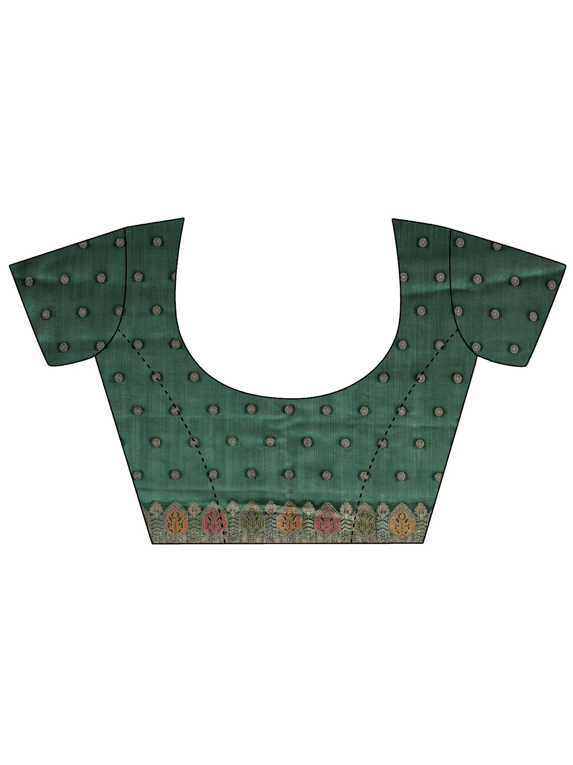 Mameraa Art Bottle Green Embellished Chiffon Saree