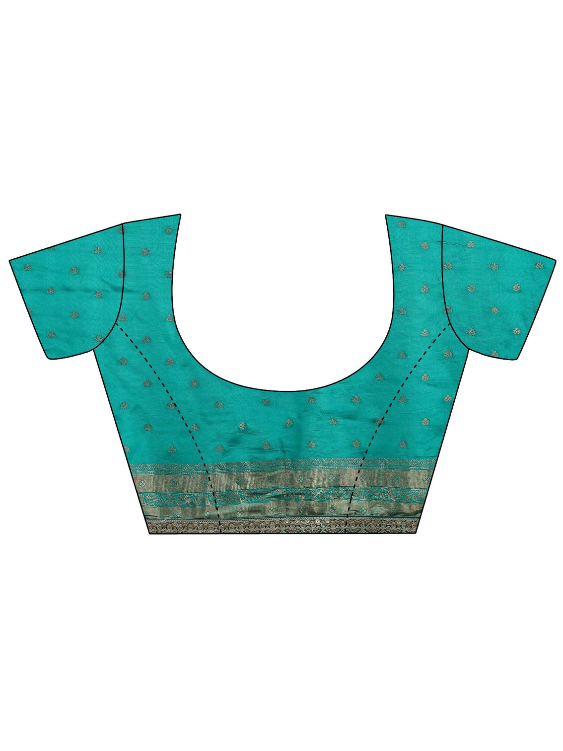 Mameraa Art Turquoise Flower Woven Design Satin Saree